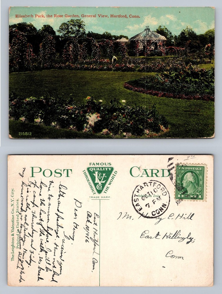 Hartford, CT-Connecticut, Elizabeth Park Rose Garden View Vintage Postcard