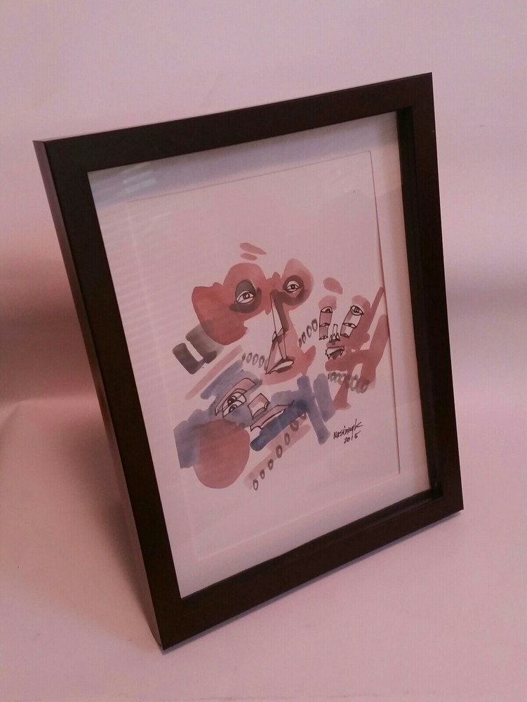 Framed Drawing Abstract Graffiti Sketch Original Street Art Modern  OUTSIDER-image