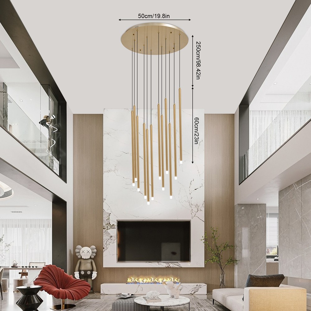 12-LED Gold Flush Mount Chandelier for Living Room Ceiling Light
