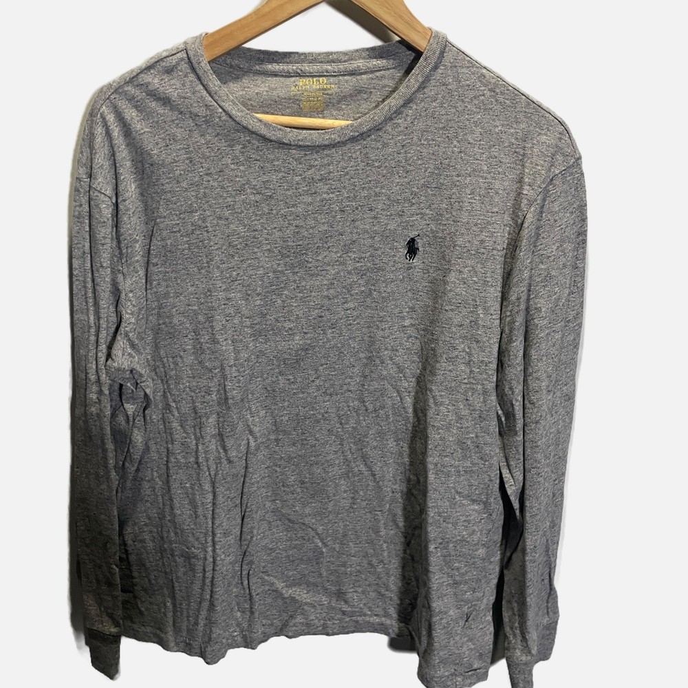 Polo Ralph Lauren Mens Classic Fit Long Sleeve T-Shirt Gray Heather Pony Logo M