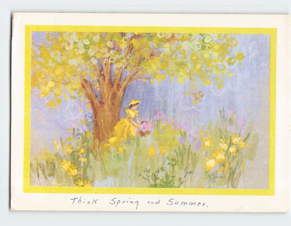 Postcard Woman Under A Tree Painting