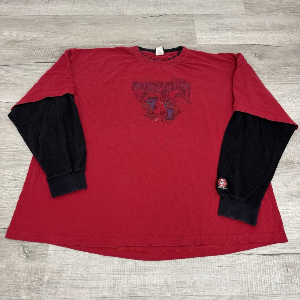 2000s West Coast Choppers Red Black Thermal Long Sleeve Mens 4XL