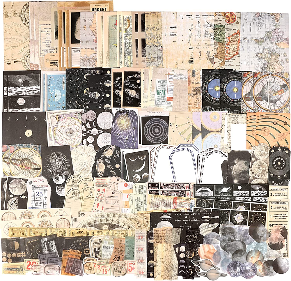 Draupnir 200Pcs Vintage Junk Journal Supplies,Scrapbook Supplies Scrapbooking Pa
