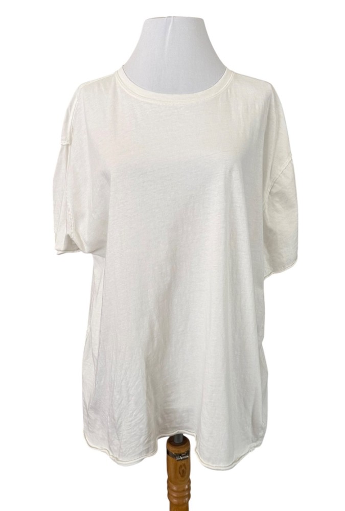 Free People We The Free SZ L Off White Short Sleeves Perfect Tee