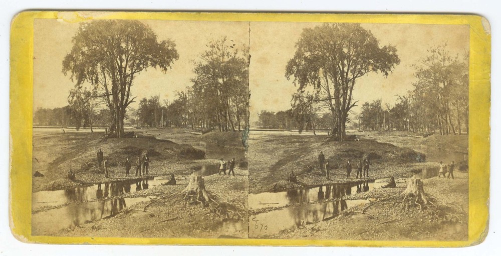 D1029~ NEW YORK – Elmira Erie Railroad Chemung c.1860s Stereoview - Anthony