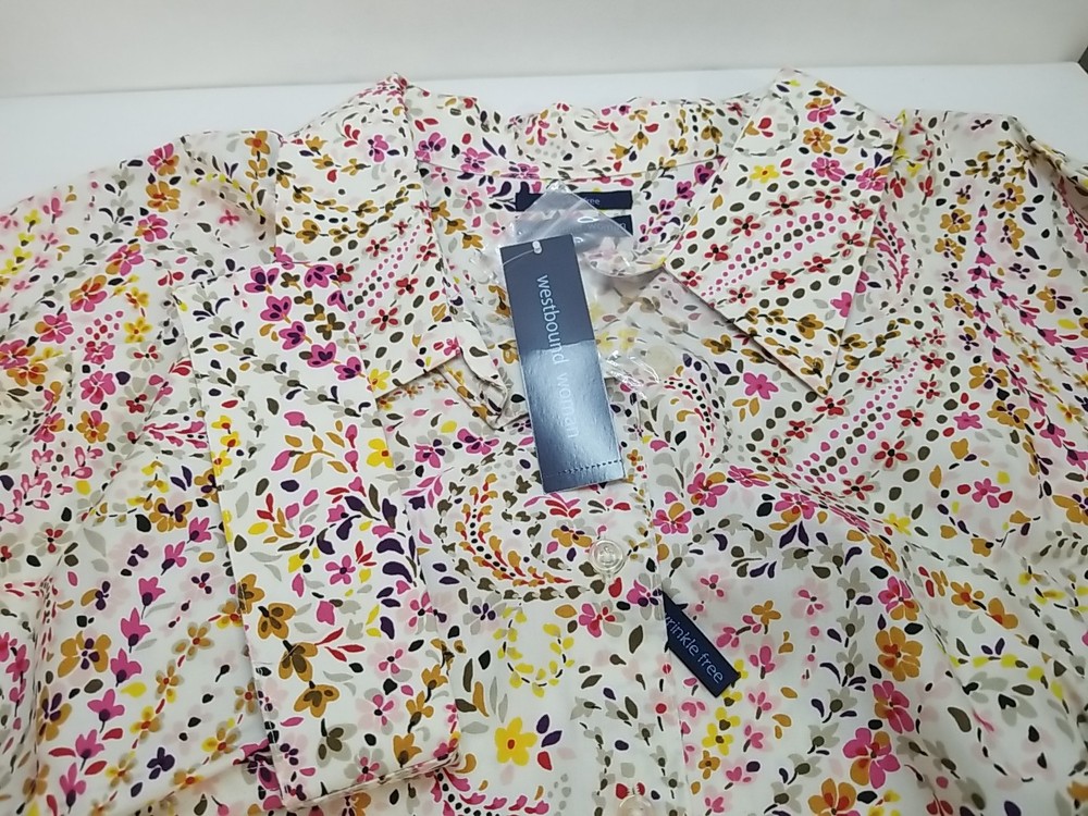 Westbound Woman Button Up Floral Shirt Cottagecore Peasant Sz 22W Wrinkle Free