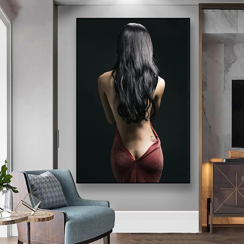 Sexy Woman Red Skirt Canvas Paintings Posters Prints Wall Art Picture Home Decor