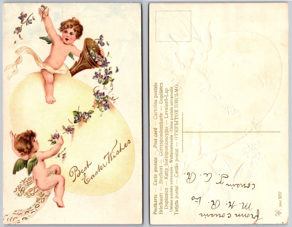 Cherubs Easter Egg Postcard