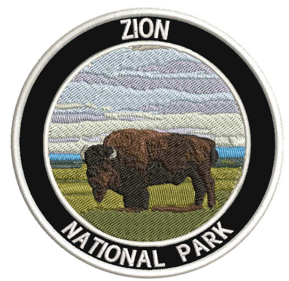 Zion National Park Buffalo Patch Embroidered Iron-On Applique Travel Souvenir