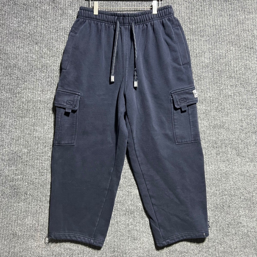 Pro Club Cargo Sweatpants Mens Medium Black Heavyweight Fleece Baggy Streetwear