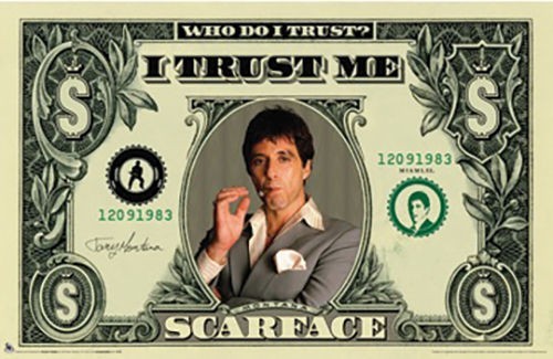 Poster Studio B - Scarface Money Dollar Bill Classic Movie 24x36