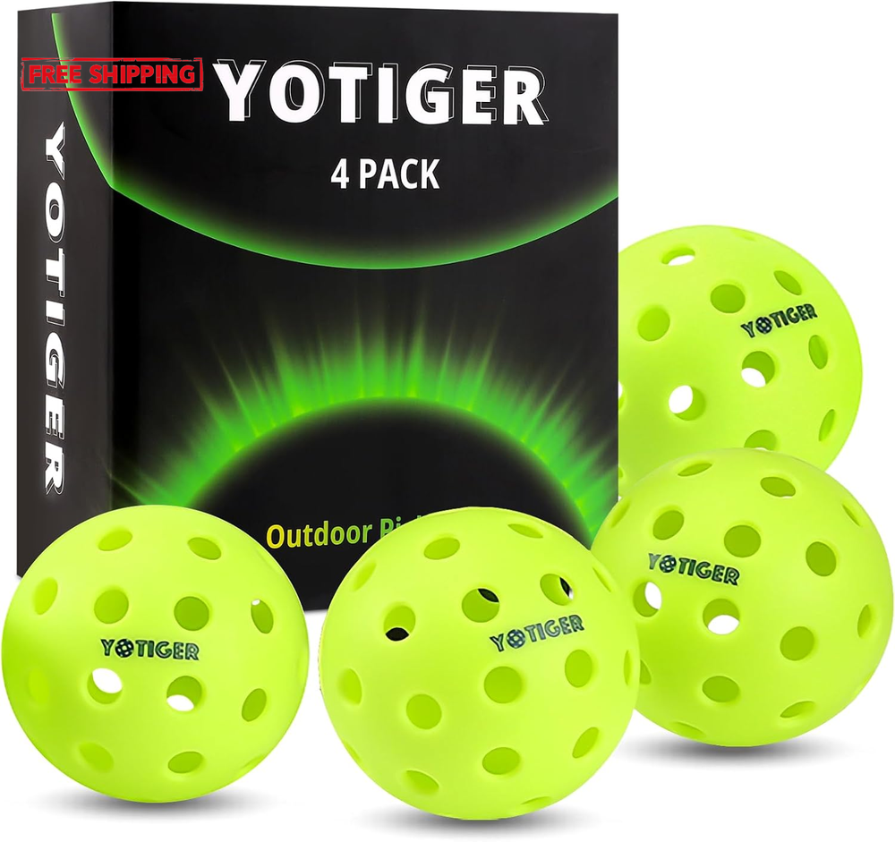 Outdoor Pickleball Balls 4 Pack or 12 Pack with 40 Holes in Green