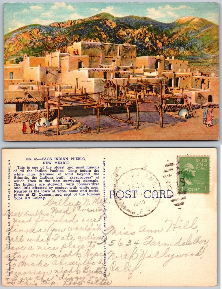 Taos Pueblo New Mexico Native American Village Postcard