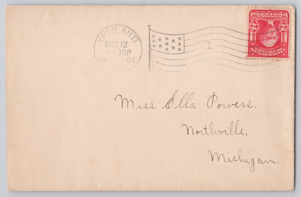 Ypsilanti, Michigan, addressed Un, 2-cent Washington stamp — 1904