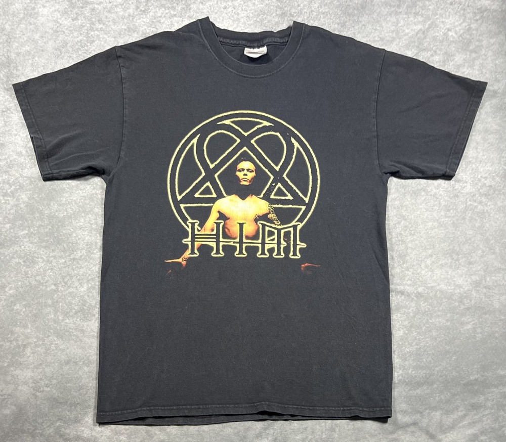Vintage HIM Heartagram Love Metal Men's Black T-Shirt Size M Band Tee