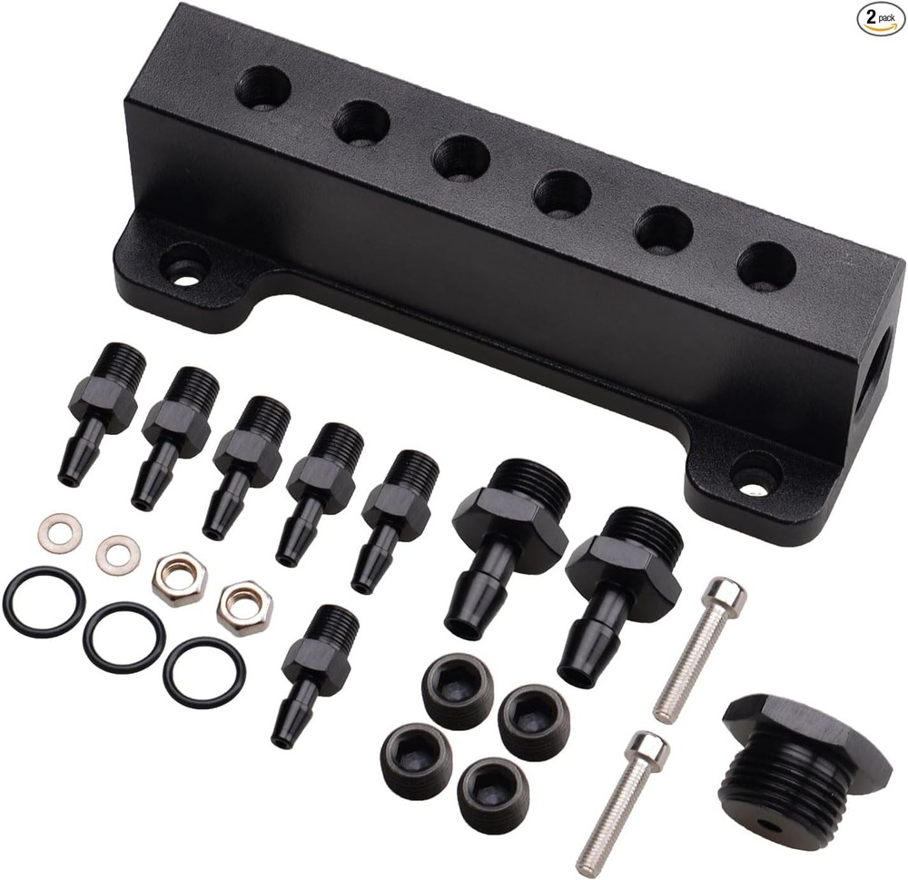 6 Port Vacuum Block Intake Manifold Kit Fuel Wastegate Turbo Boost 1/8NPT Compat