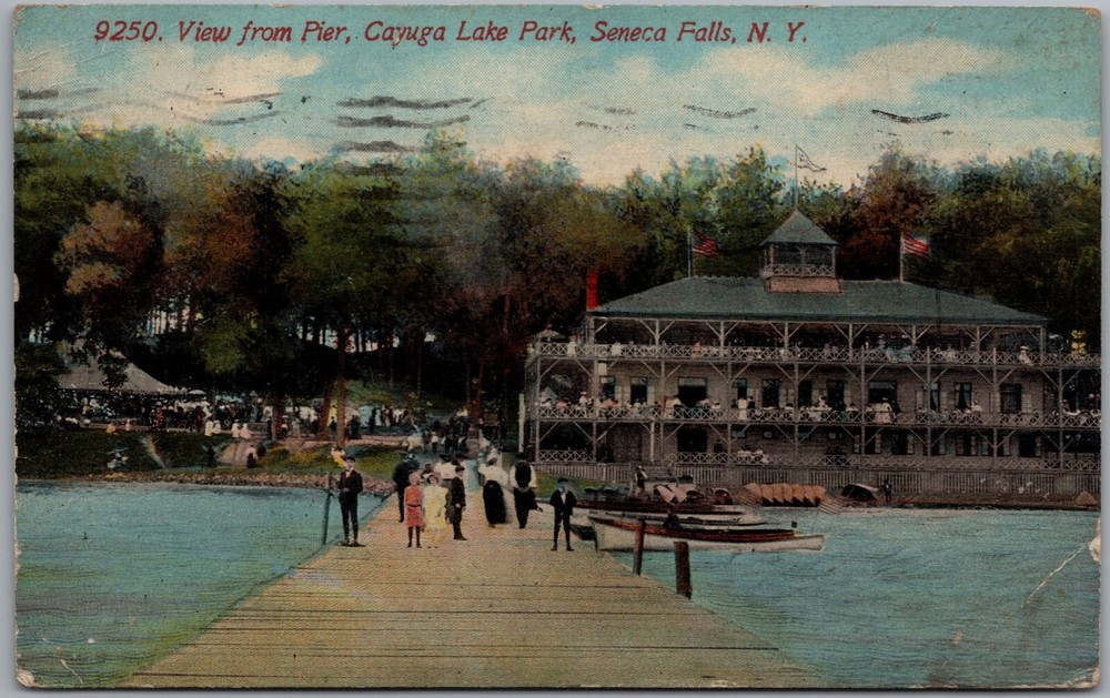 View From Pier Cayuga Lake Park Seneca Falls New York 1914 Postcard W376