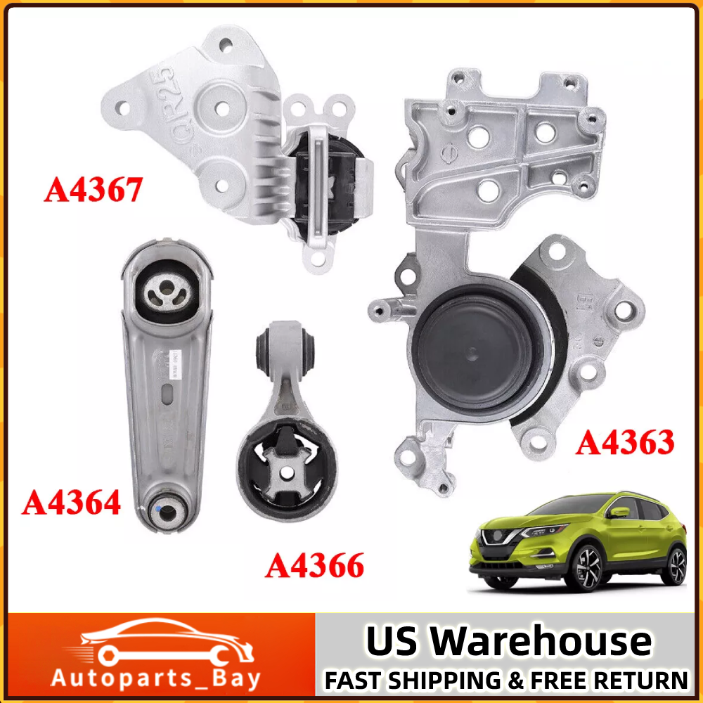 4PCS ENGINE MOTOR & AUTOMATIC CVT TRANSMISSION MOUNT FOR 14-17 NISSAN ROGUE 2.5L
