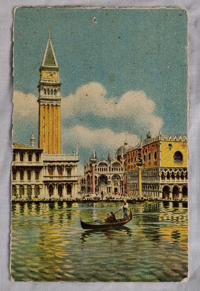 Antique Venice Italy Gondola St Marks Square Postcard Venezia