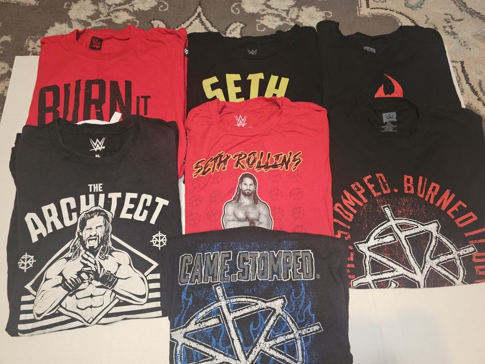 Lot Of 7 WWE Wrestling Shirts Adult  Seth Rollins Graphic