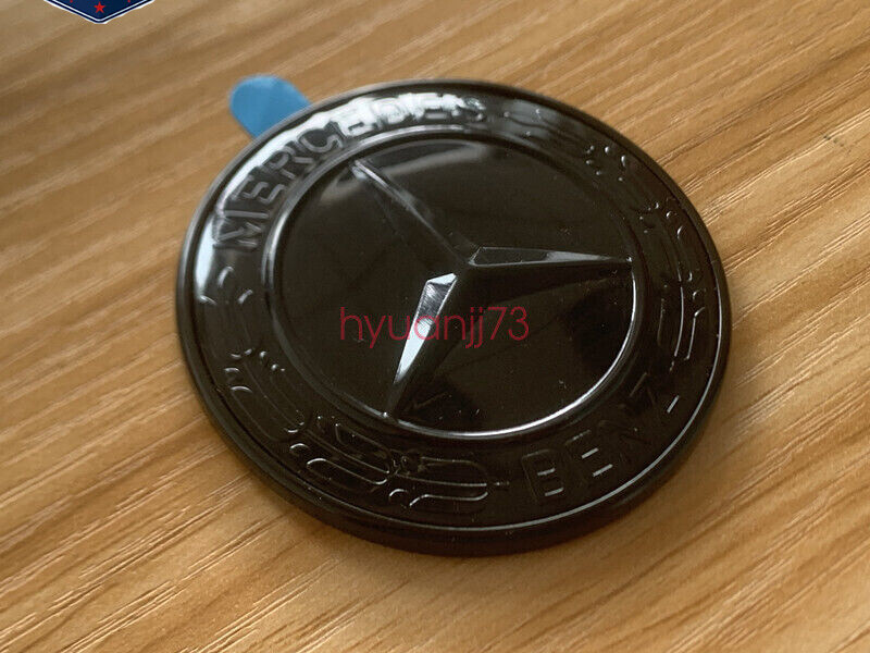 Gloss Black FOR Mercedes Benz Hood Flat Laurel Wreath Badge Emblem (Paste)