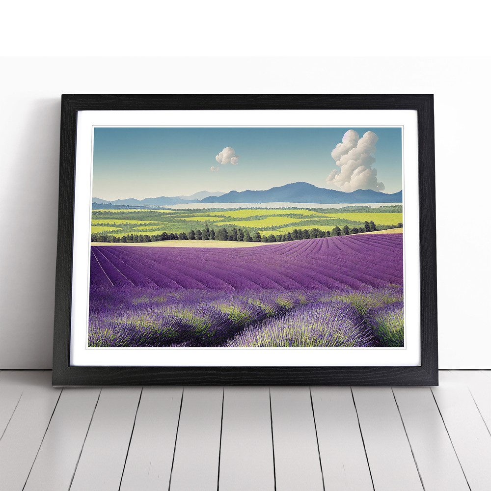 Evolving Lavender Flower Field Wall Art Print Framed Canvas Picture Poster Decor