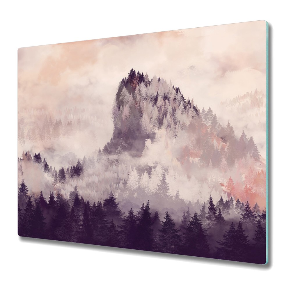 Glass Kitchen Chopping Cutting Board Purple Mountain Sunset Mountains Landscape
