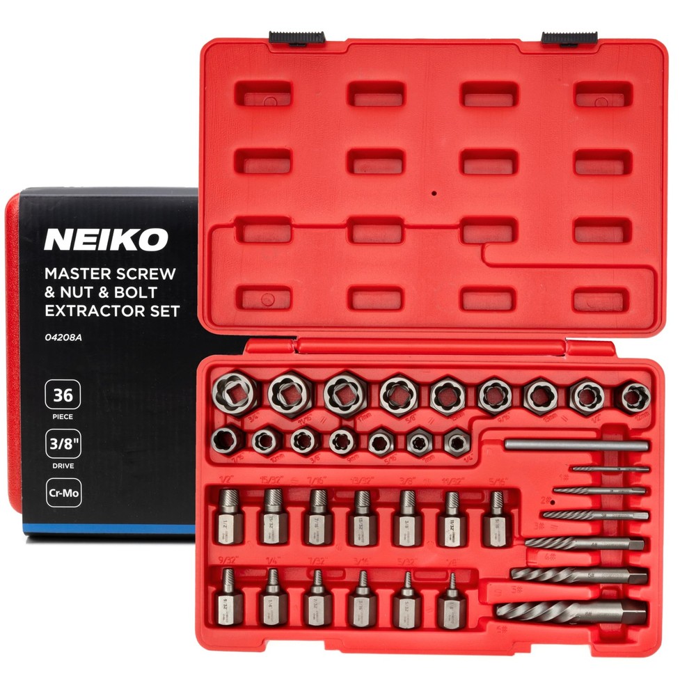 36-Piece Master Bolt Extractor Set for Lug Nut Removal – 3/...