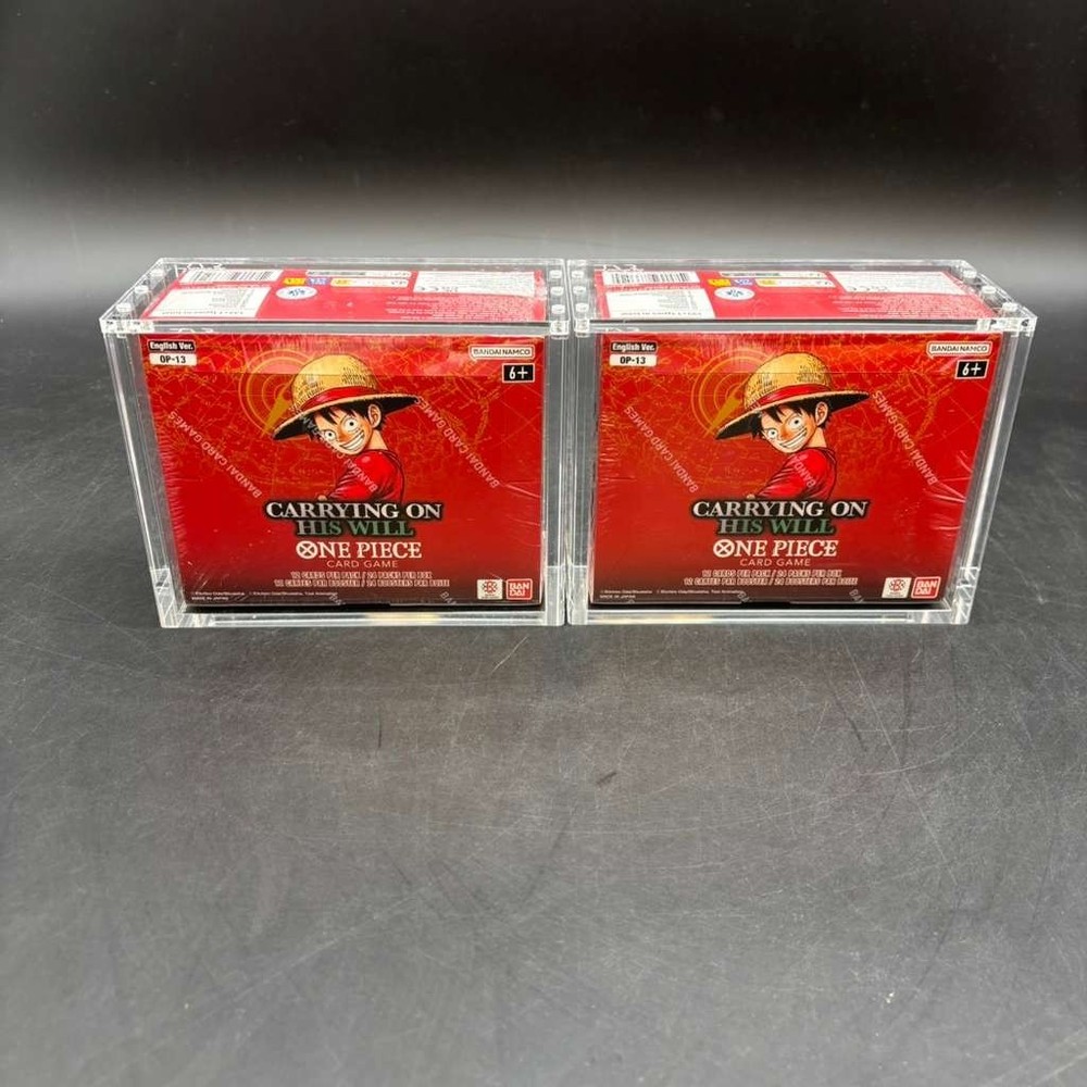 Lot (2) One Piece OP-13 Carrying On His Will Booster Box Sealed EN w/ AcrylicPROBSTEIN is actively accepting consignments !!