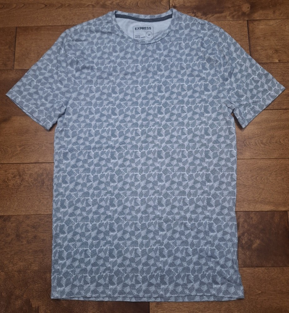 Express Men's Short Sleeve Geometric Stretch Moisture-wicking T-Shirt Size S EUC