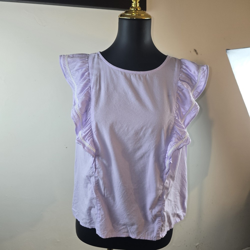 Banana Republic Women’s Lavender Flutter Sleeve Top Lightweight Size Large