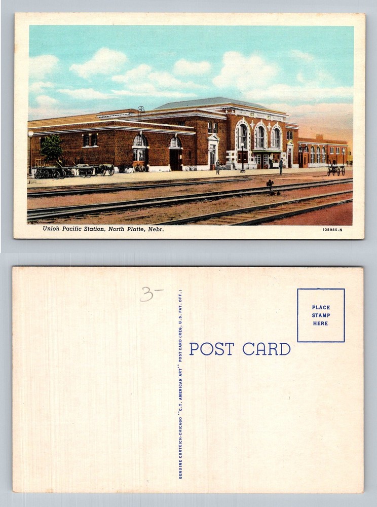 North Platte, NE-Nebraska, Union Pacific Station Rail Station Vintage Postcard