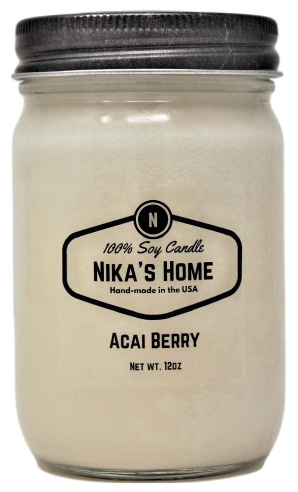 Acai Berry Soy Candle in a 12oz Mason Jar for Fresh, Fruity Fragrance and Long-Lasting Burn-image