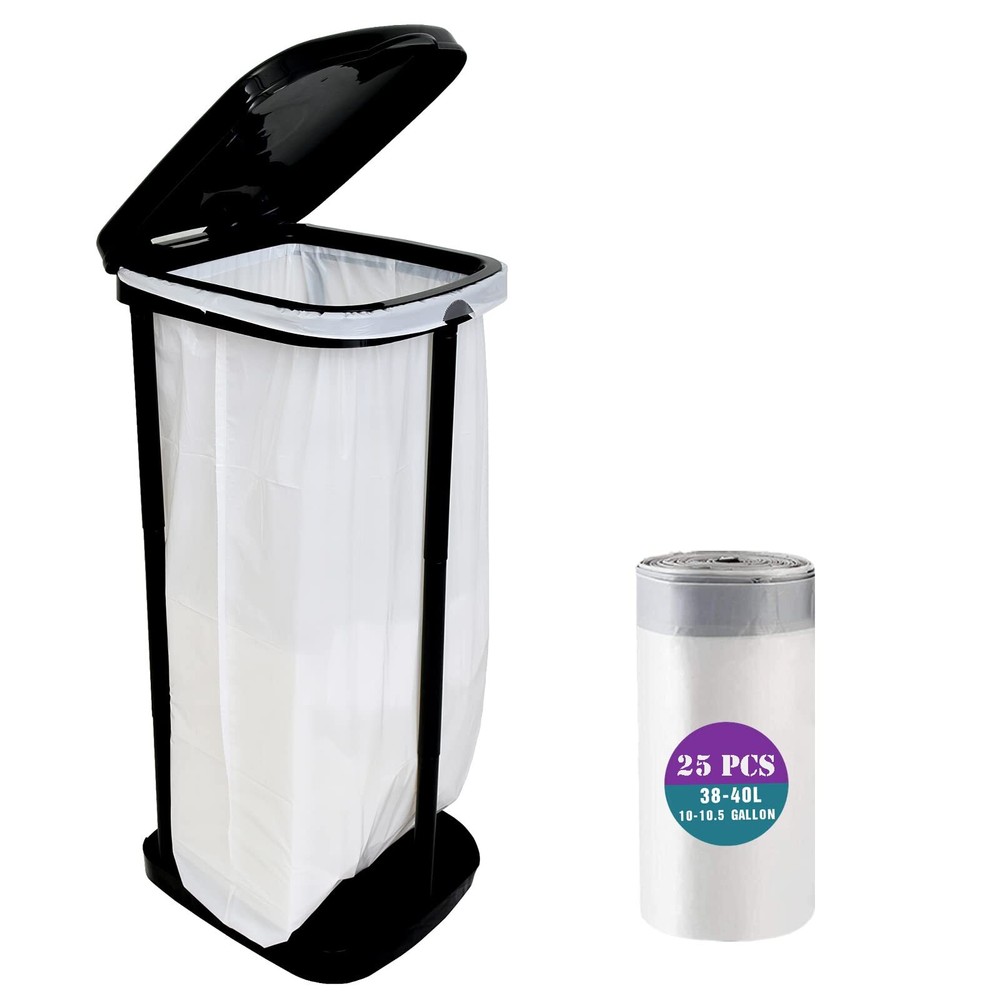 Portable Trash Bag Holder Collapsible Trash can with 25 PCS Drawstring Trash ...