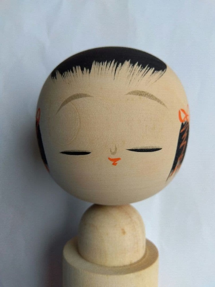 Hand-painted Kokeshi wooden doll Japan HirHiromi 22cm collectible vintage