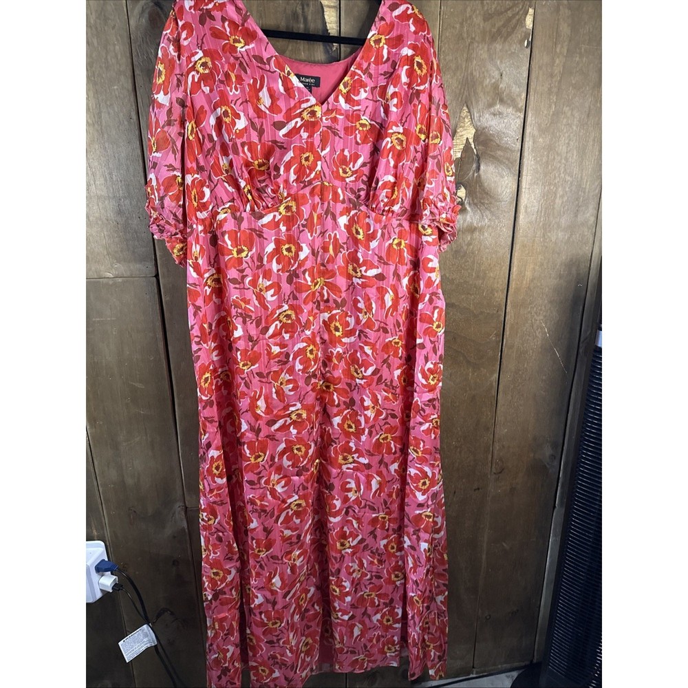 Maree Maxi Dress With Flutter Sleeve, Pink, Size 24
