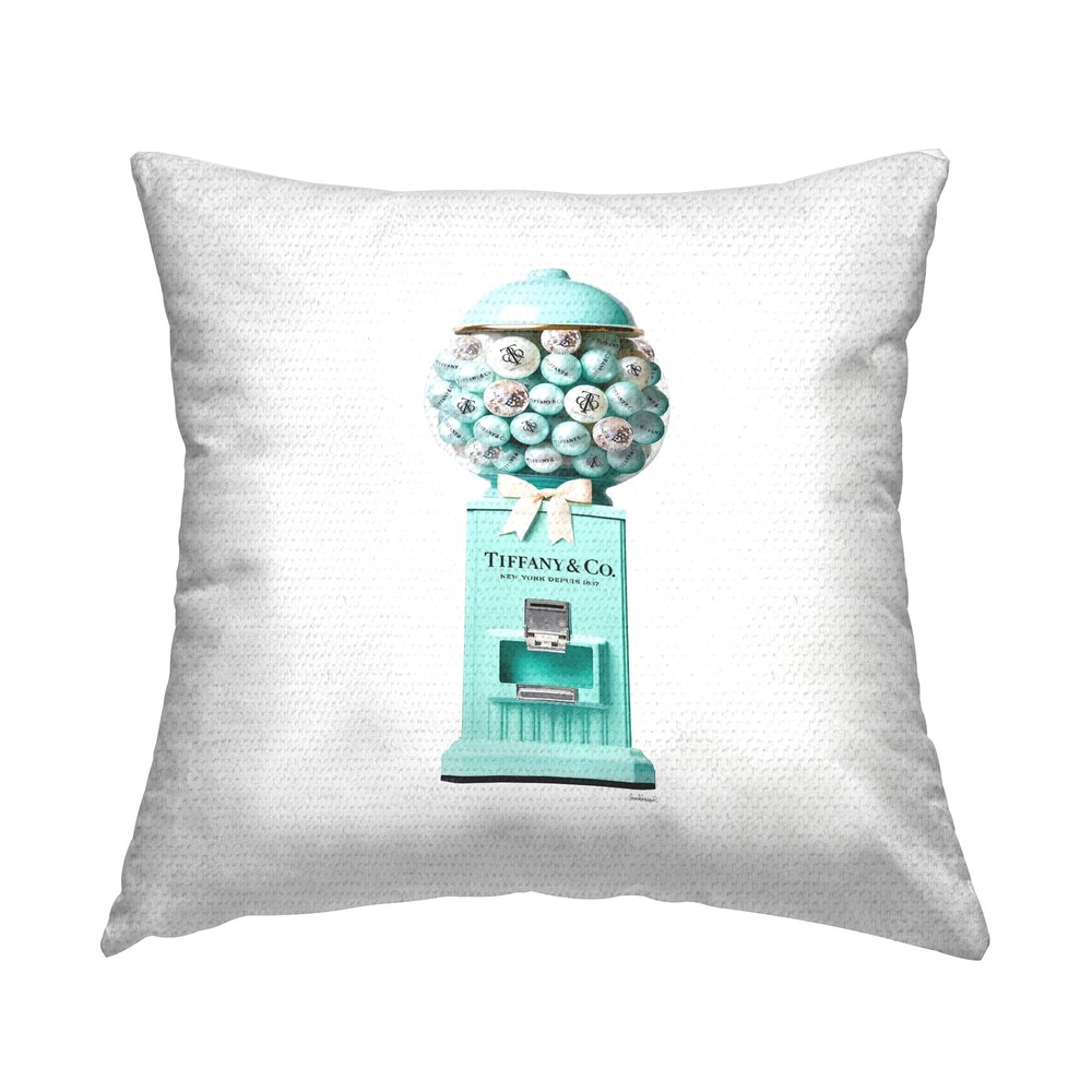 Vibrant Blue Glam Gumball Machine Outdoor Printed Pillow 18x18