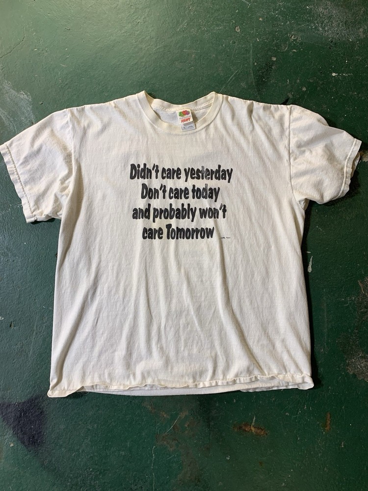 Vintage 90s Funny Graphic Tee Heavy Cotton Men’s White Printed Crew T-Shirt XL