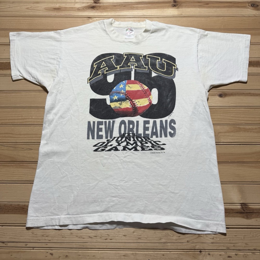 Vintage 90s 1996 AAU New Orleans Junior Olympic Games Baseball Shirt Size XL