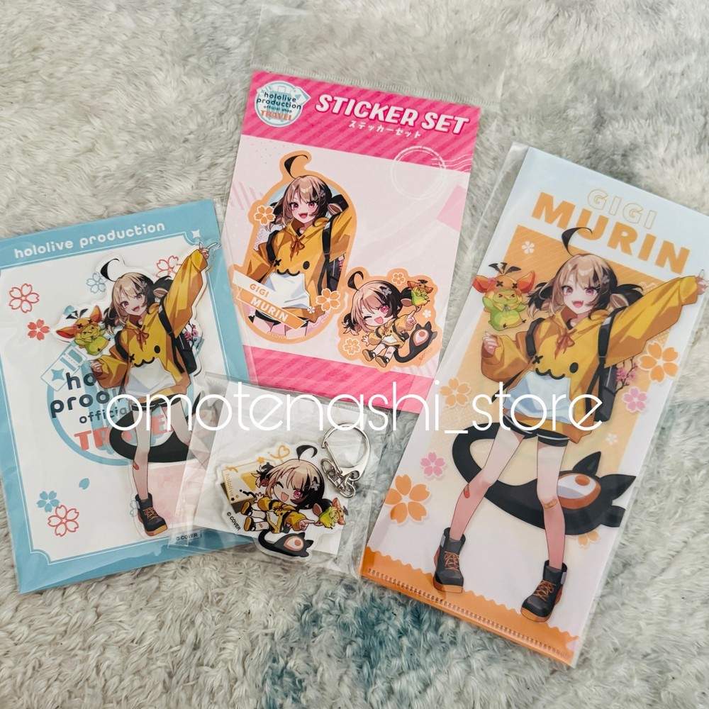 Hololive Travel Gigi Murin Acrylic Stand Keychain Sticker Ticket File Set of 4