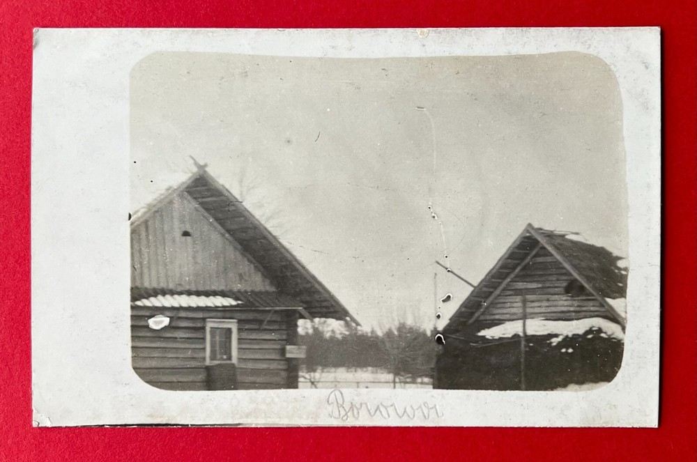 Military Photo Postcard Borovvi? 1st WWII Accommodation Wooden Houses (158500-image