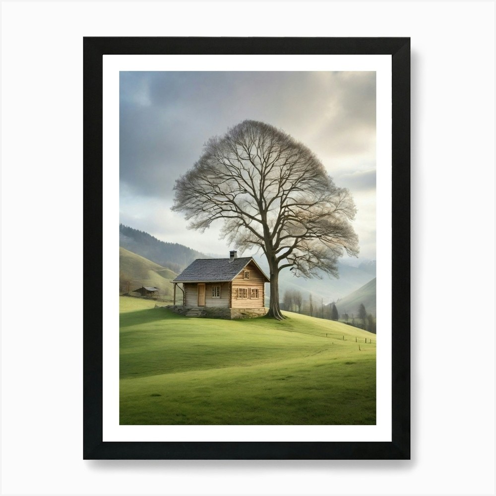 Lone Tree In A Field 1 Art Print Framed Wall Art Poster Canvas Print Picture