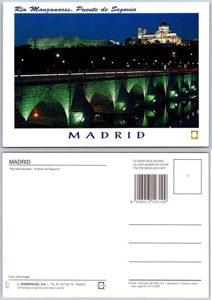 Continental Rio Manzanares Madrid Postcard