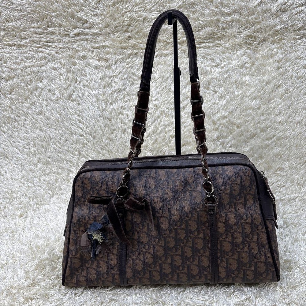 Christian Dior Trotter Romantic Chain Shoulder Tote PVC Authentic Japan RIN