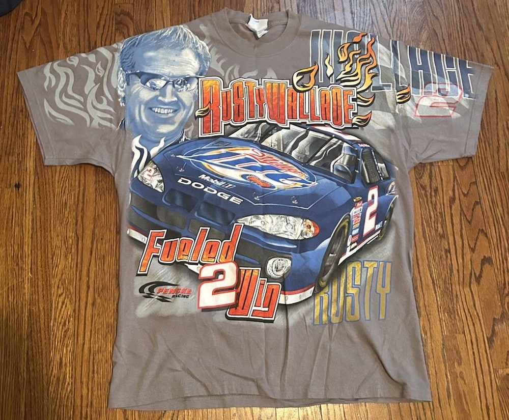 Chase Rusty Wallace All Over Print NASCAR Racing T Shirt XL Vintage Gray