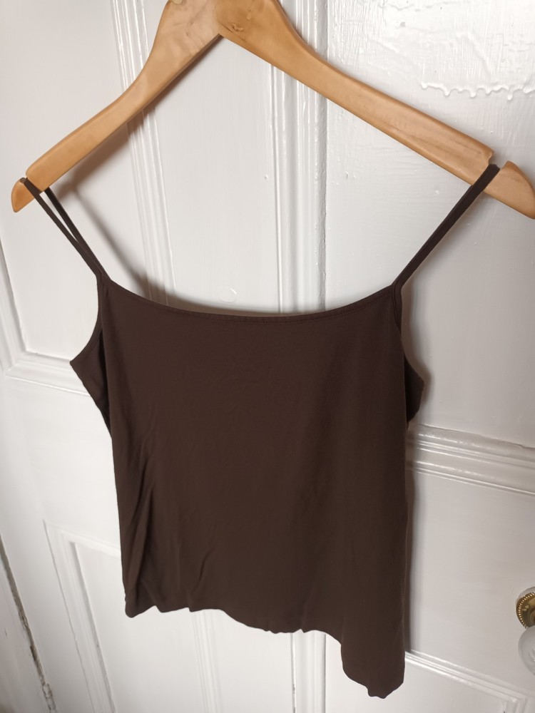 Marks & Spencer Dark Brown Slim Fit Stretch Vest Top Size 14