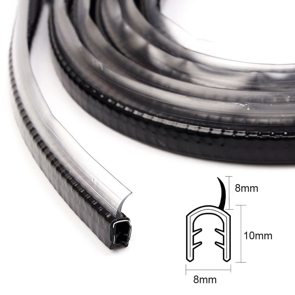 Black Car Door Edge Guard Rubber Seal Strips Scratch Protector Molding Trim 5M