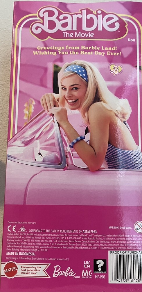 Barbie The Movie Doll Margot Robbie Collectible Wearing Pink & Gingham Dress