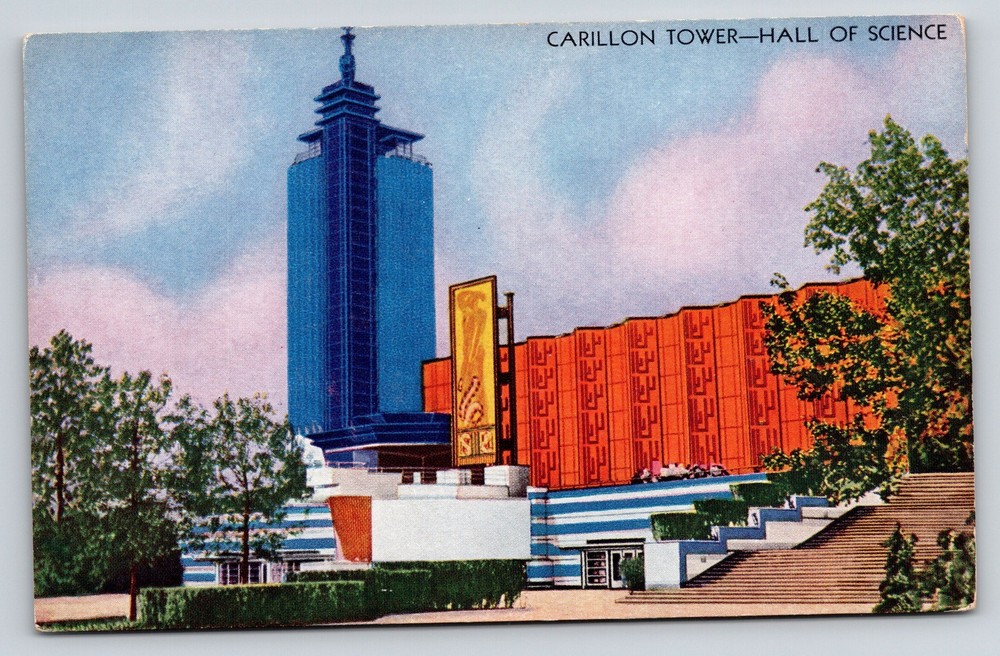 Chicago 1933 World's Fair~Hall Of Science~Carillon Tower~ART DECO Colortype PC