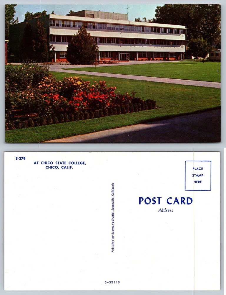 Chico State College Building Chico CA Postcard